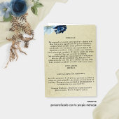 Papier Programa de Quinceañera Azul y Oro con Flores