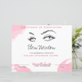 Papier Prolongation Eyelash Cours Certificat d'achèvement (Debout devant)