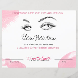 Papier Prolongation Eyelash Cours Certificat d'achèvement