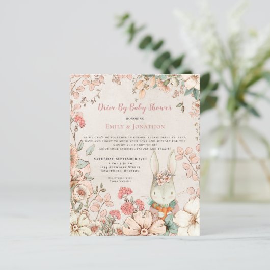Papier Promenade Florale Bunny Budget Par Invitation Baby (Debout devant)