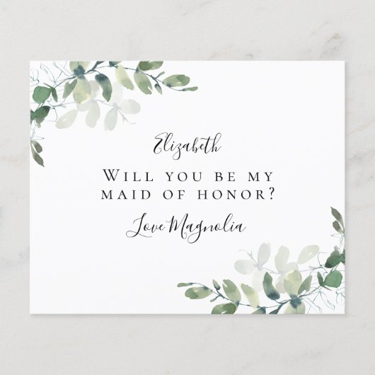 Papier Proposition d'honneur Eucalyptus Maid of Honor (Devant)