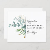 Papier Proposition d'honneur Eucalyptus Maid of Honor (Devant / Derrière)