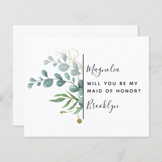 Papier Proposition d'honneur Eucalyptus Maid of Honor (Devant / Derrière)