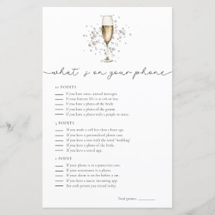 Papier Prosecco Whats On Your Phone Fête des mariées Game
