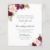 Papier prune faire-part de mariage fleurie pourpre (Devant)