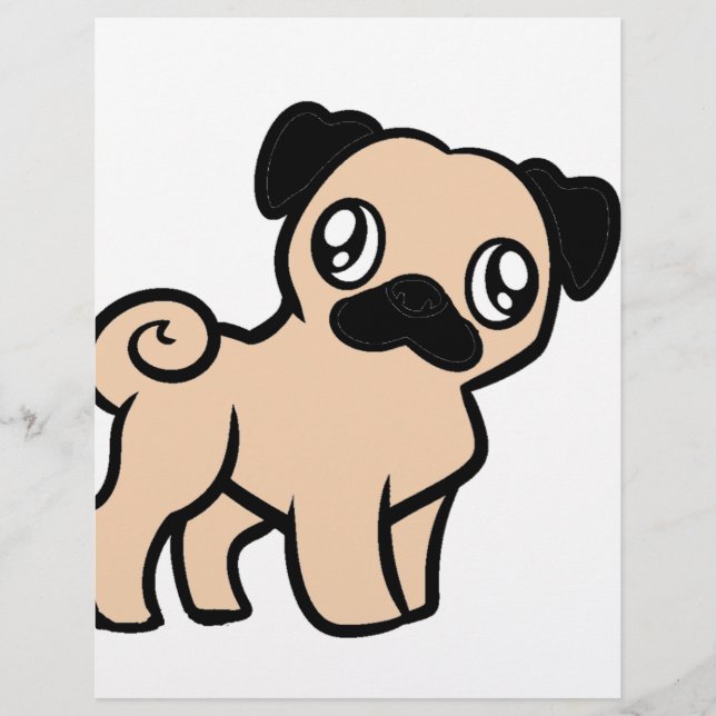 Papier pug cartoon fauve (Devant)
