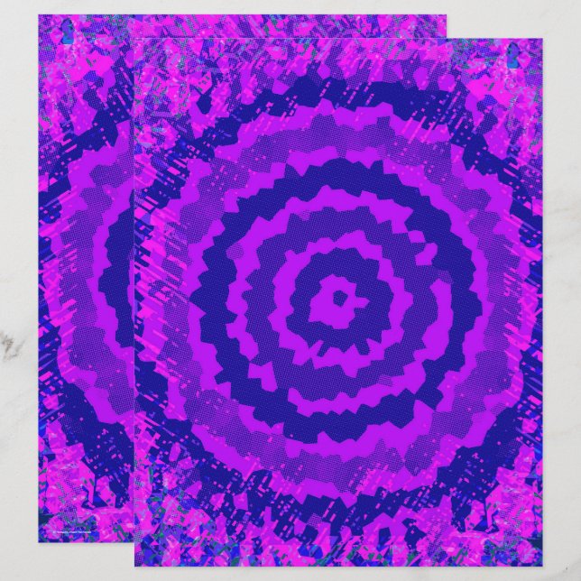 Papier Purple Abstract Flower Scrapbook Paper 2-Sided Pag (Devant / Derrière)