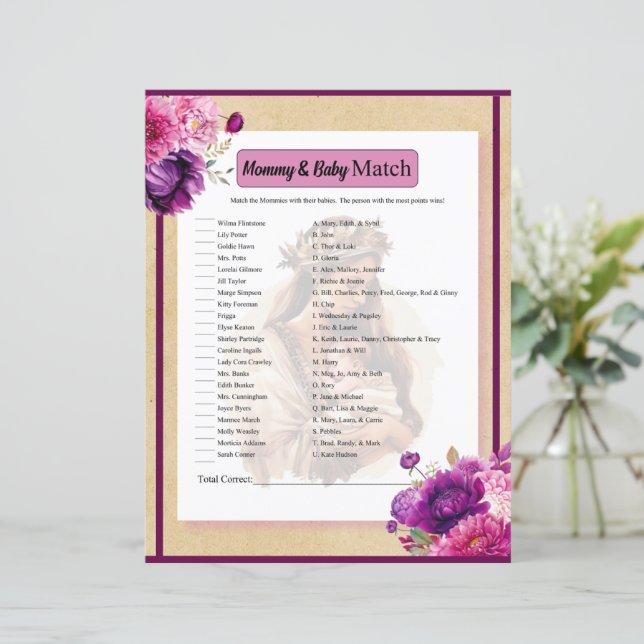 Papier Purple Boho maman et bébé Match Jeu (Debout devant)