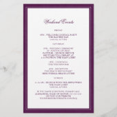 Papier Purple Botanique Élégant Mariage Bienvenue Itinéra (Dos)