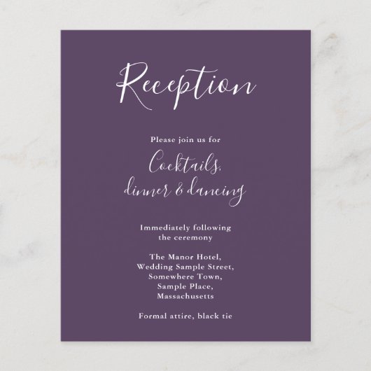 Papier Purple Budget Moderne Mariage Réception Circulaire (Devant)