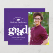 Papier Purple budget photo graduation moderne invitation (Devant / Derrière)