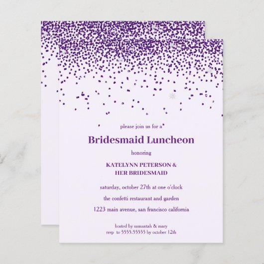 Papier Purple Confetti Mariage de déjeuner (Devant / Derrière)