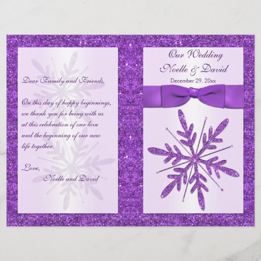 Papier Purple FAUX Parties scintillant Snowflakes Program (Devant)