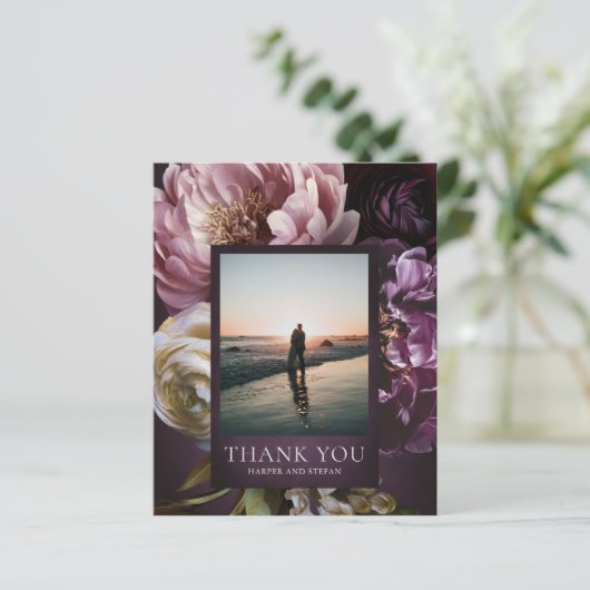 Papier Purple Fine Art Floral Budget Wedding Thank You (Debout devant)