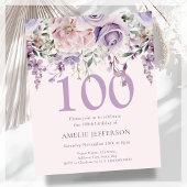 Papier Purple Floral 100e Budget Invitation Anniversaire