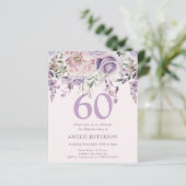 Papier Purple Floral 60e Budget Invitation Anniversaire (Debout devant)