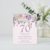 Papier Purple Floral 70e Budget Invitation Anniversaire (Debout devant)