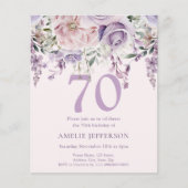 Papier Purple Floral 70e Budget Invitation Anniversaire (Devant)