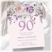 Papier Purple Floral 90e Budget Invitation Anniversaire