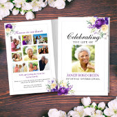 Papier Purple Floral Celebration of Life Funeral Program