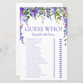Papier Purple Floral Devinez Qui Fête des mariées Jeu (Devant / Derrière)