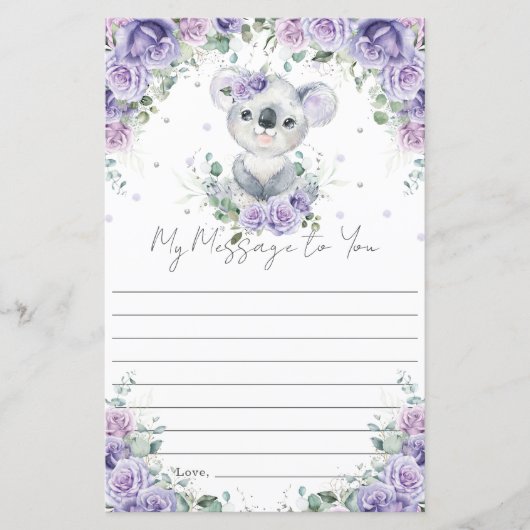Papier Purple Floral Koala 1er Anniversaire Capsule Messa (Devant)
