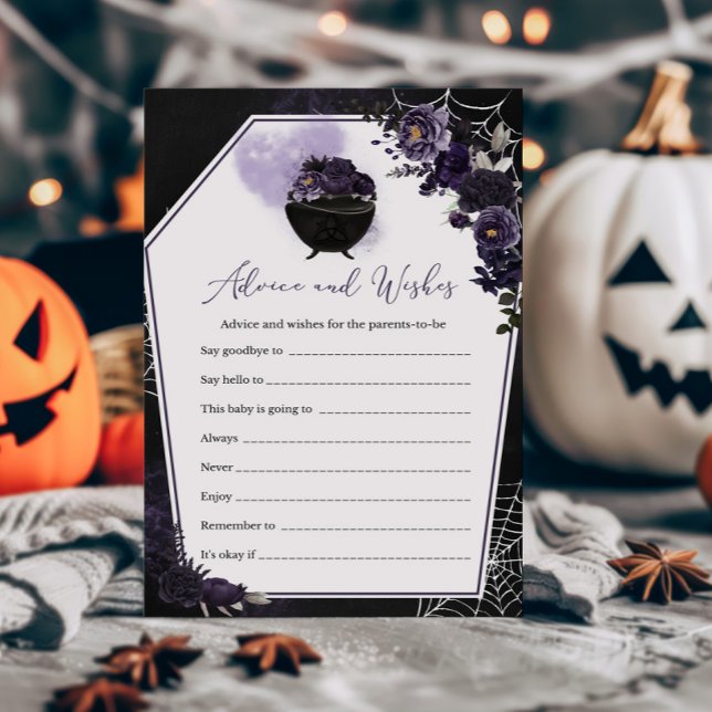 Papier Purple gothique Floral Conseils et voeux jeu (Floral Gothic Baby Shower Invitation Advice and Wishes Game)