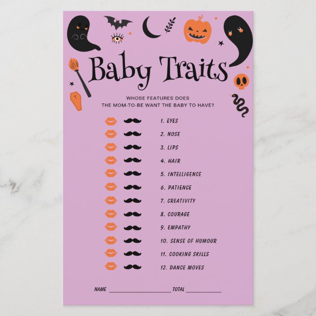 Papier Purple Halloween Baby shower bébé Traits Jeu (Devant)