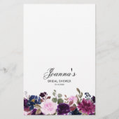 Papier Purple Lavender Floral Boho Fête des mariées Jeu (Dos)