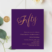 Papier Purple or script 50e anniversaire invitation
