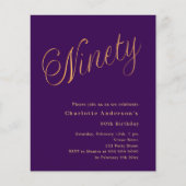 Papier Purple or script 90e anniversaire invitation (Devant)