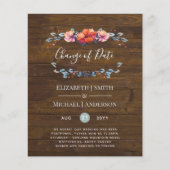 Papier Purple Orange Floral Mariage Changement de date (Devant)