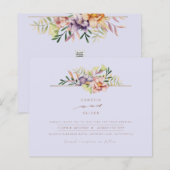 Papier Purple Peach Summer Floral Wedding Inviter QR Code (Devant / Derrière)