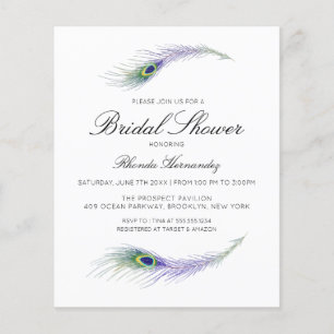Papier Purple Peacock Invitation à la douche nuptiale