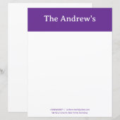 Papier Purple Plain Simple Stationary Paper (Devant / Derrière)