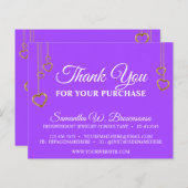 Papier Purple Simple Coeur Propre Merci Or (Devant / Derrière)