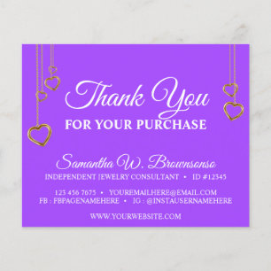 Papier Purple Simple Coeur Propre Merci Or