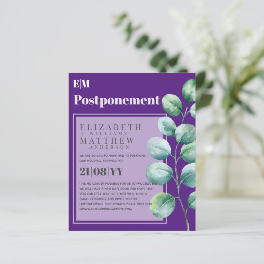 Papier Purple verdure POSTPONEMENT Changement de plan Avi (Debout devant)