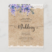 Papier Purple Wisteria Fleurs Mariage Rustic Kraft dentel (Devant)
