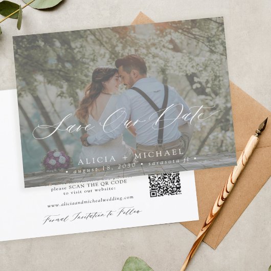Papier QR CODE budget élégant mariage photo enregistrer l