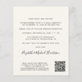 Papier QR Code Photo Cream Mariage Réception Invitation (Dos)