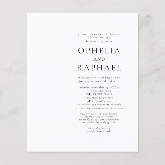 PAPIER QR Code Zwart Wit Boheems Bruiloft Uitnodig Flyer (Voorkant)