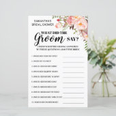 Papier Qu'a dit Groom dans le jeu de douche nuptiale bili (Debout devant)