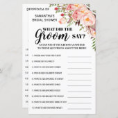 Papier Qu'a dit Groom dans le jeu de douche nuptiale bili (Devant / Derrière)