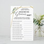 Papier Qu'a dit Groom dans le jeu de douche nuptiale bili (Debout devant)