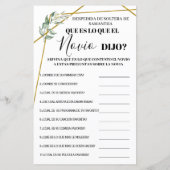Papier Qu'a dit Groom dans le jeu de douche nuptiale bili (Dos)