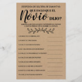 Papier Qu'a dit Groom douches nuptiales jeu bilingue (Dos)