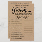 Papier Qu'a dit Groom douches nuptiales jeu bilingue (Devant / Derrière)