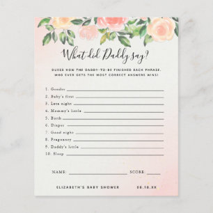 Papier Qu'a dit papa ? Jeu Baby shower
