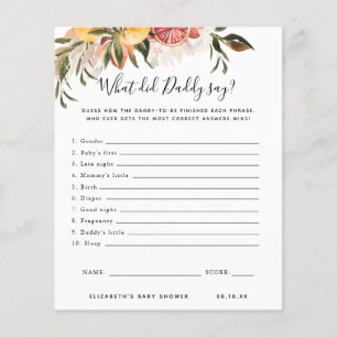 Papier Qu'a dit papa ?   Jeu Baby shower